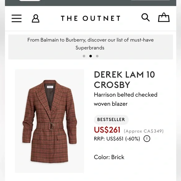 ❤️❤️❤️ Derek Lam 10 Crosby Harrison Gathered Sleeve Blazer size 4❤️❤️❤️ - Picture 7 of 8